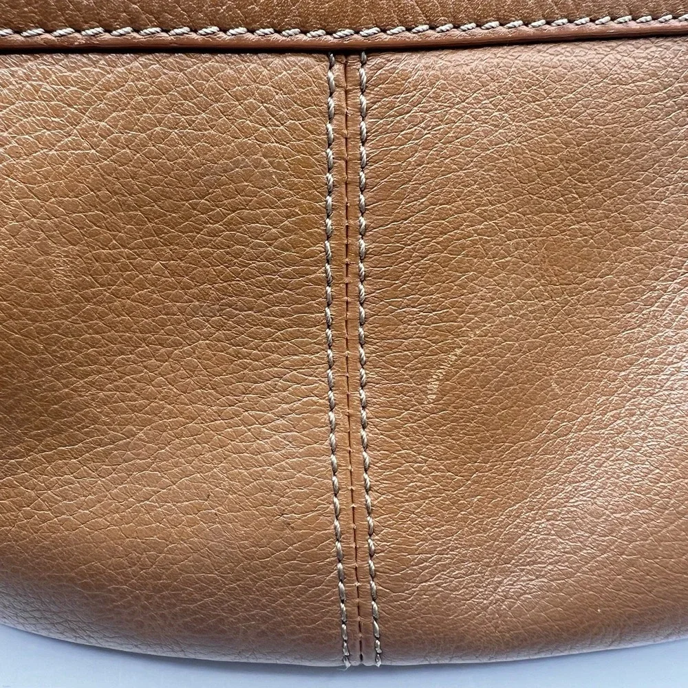 Tignaello Leather Zippered Crossbody Bag‎ Brown Small